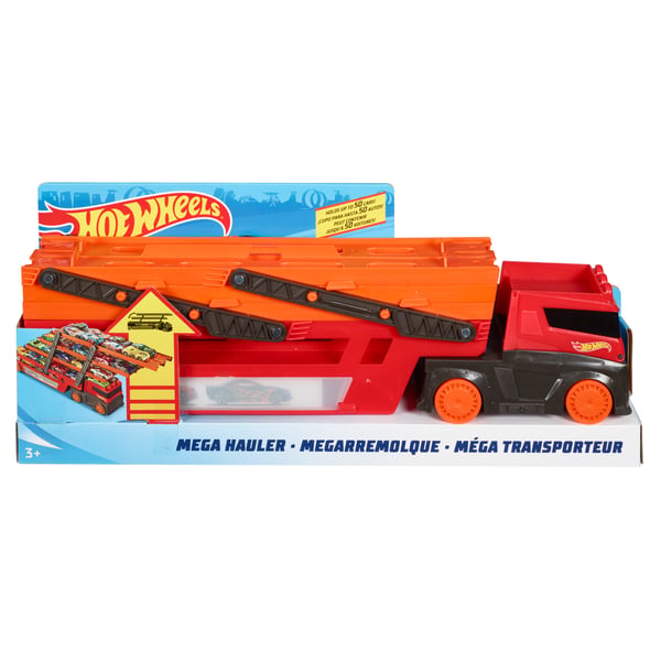 Hot Wheels City Mega Hauler med förvaring för upp till 50 bilar i skala 1:64 ålder 3år och äldre