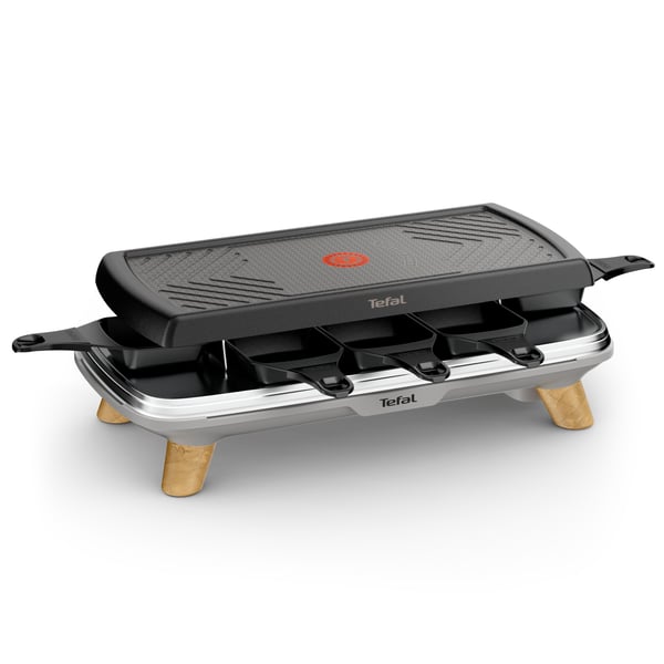 Tefal RE610D raclettepannu 8 henkilö(t) 1350 W Musta, Ruostumaton teräs, Puu
