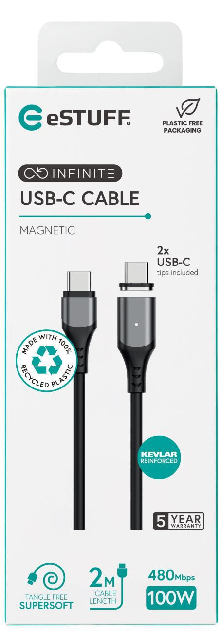 eSTUFF ES604265 USB-kabel USB 2.0 2 m USB C 100 W Sort