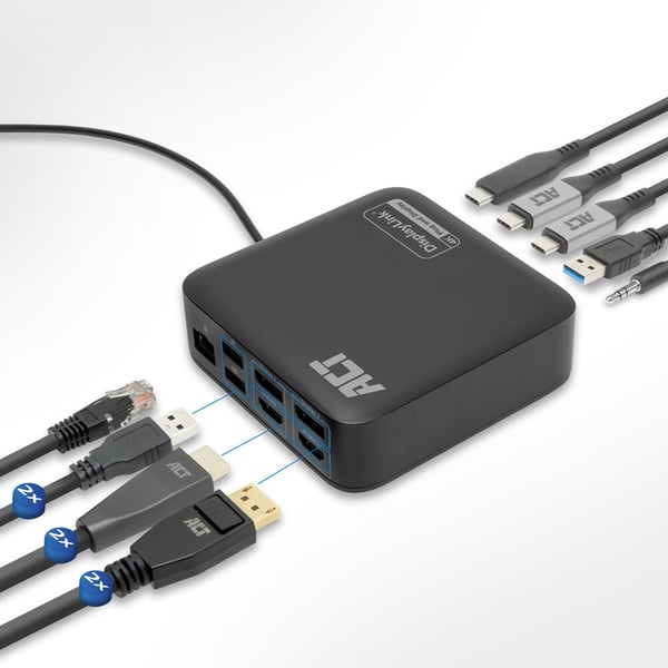 ACT AC7150 kannettavien tietokoneiden telakka ja porttitoistin Langallinen USB 3.2 Gen 2 (3.1 Gen 2) Type-C Musta