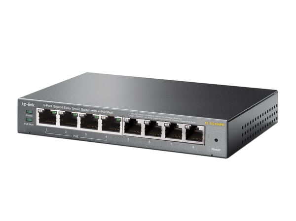 TP-Link TL-SG108PE hanterad L2 Gigabit Ethernet (10/100/1000) Strömförsörjning via Ethernet (PoE) stöd Svart