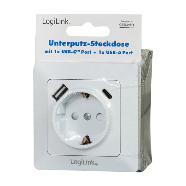 LogiLink PA0253 stikkontakt CEE 7/3 + USB Hvid