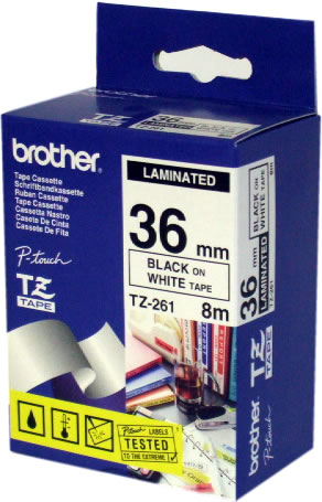 Brother TZ-261 etikettien kirjoitusnauha Musta valkoisella