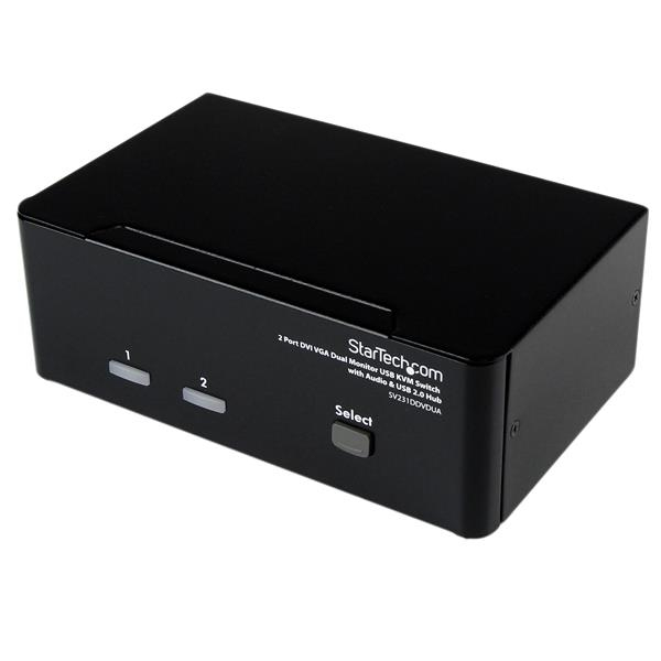 StarTech.com DVI VGA KVM-switch för dubbla skärmar USB med 2 portar, audio & USB 2.0-hubb