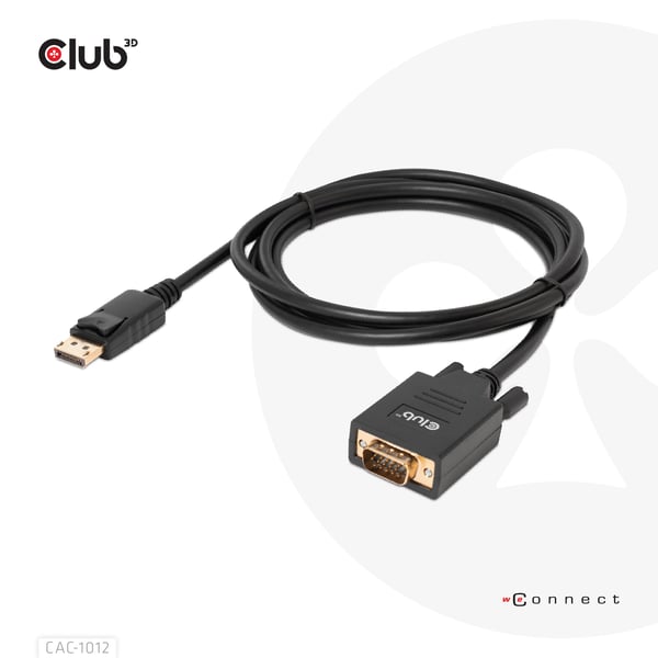 CLUB3D CAC-1012 videokabel adapter 2 m DisplayPort VGA (D-Sub) Sort