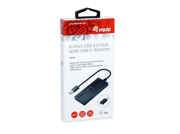 Equip 128956 gränssnittshubbar USB 3.2 Gen 1 (3.1 Gen 1) Type-A 5000 Mbit/s Svart