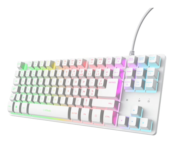 Trust GXT 833PS Thado TKL näppäimistö Pelaaminen USB AZERTY ranska Valkoinen