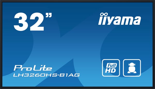 iiyama LH3260HS-B1AG skilte display Digital A-tavle 80 cm (31.5") LED Wi-Fi 500 cd/m² Fuld HD Sort Indbygget processer Android 11 24/7