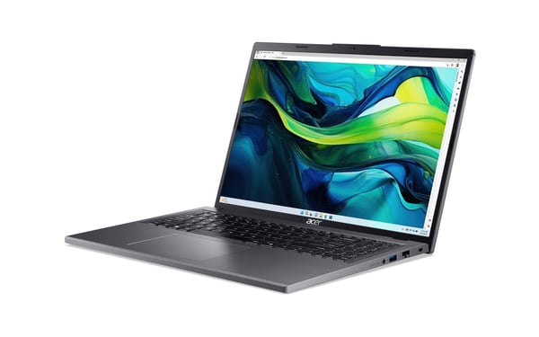 Acer Aspire 16 A16-51GM-50TK Intel Core 5 120U Laptop 40,6 cm (16") WUXGA 16 GB DDR5-SDRAM 512 GB SSD NVIDIA GeForce RTX 2050 Wi-Fi 6E (802.11ax) Windows 11 Home Grå