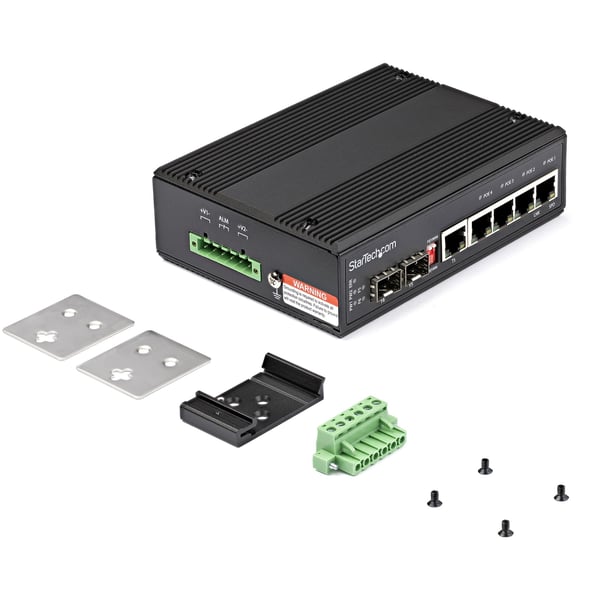 StarTech.com IES1G52UP12V netværksswitch Ikke administreret Gigabit Ethernet (10/100/1000) Strøm over Ethernet (PoE) Sort