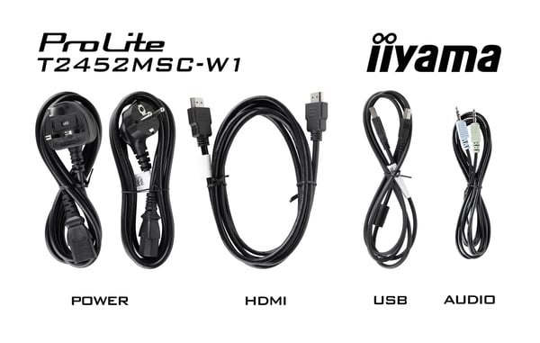 iiyama ProLite T2452MSC-W1 computerskærm 61 cm (24") 1920 x 1080 pixel Fuld HD LCD Berøringsskærm Multibruger Hvid