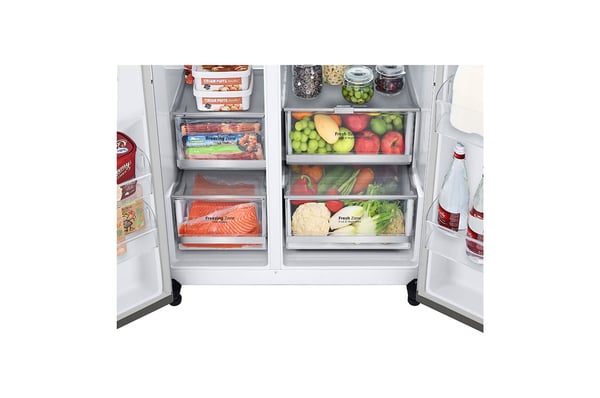 LG GSXE90MBDD side-by-side køle-fryseskab Fritstående 628 L Rustfrit stål