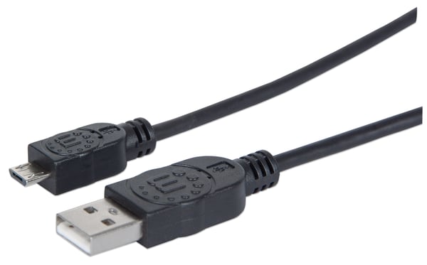 Manhattan USB A - MicroUSB B USB-kabel USB 2.0 1 m Micro-USB B 0,48 Gbit/sek. Sort