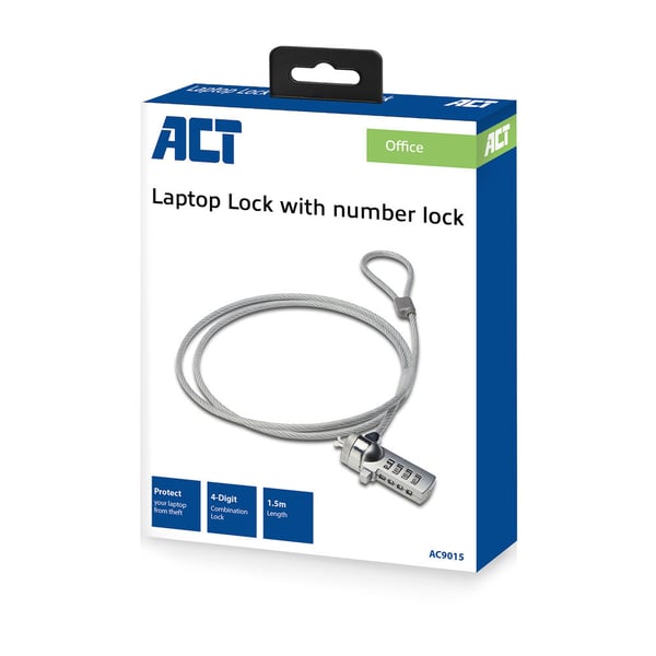 ACT AC9015 kabellås Silver 1,5 m