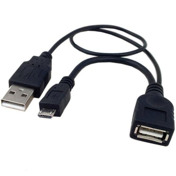 Techly 0.3m USB 2.0 A M/F - Micro USB 2.0 M USB-kabel 0,3 m USB A USB A/Micro-USB B Sort