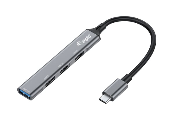 Equip 128961 gränssnittshubbar USB 3.2 Gen 1 (3.1 Gen 1) Type-C 5000 Mbit/s Svart, Grå
