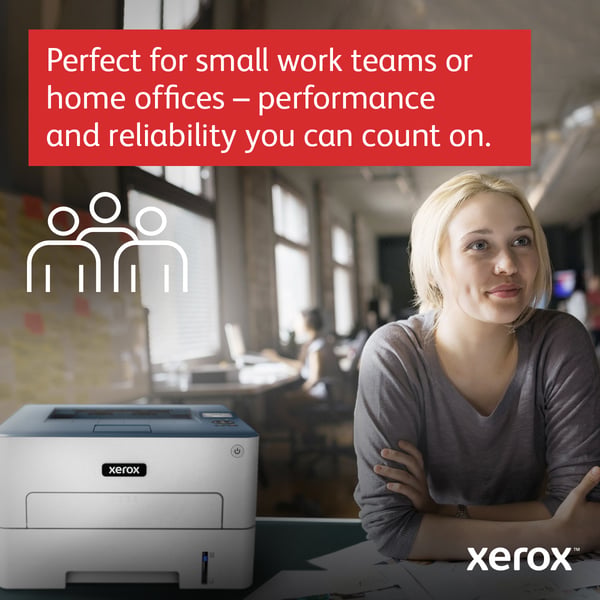 Xerox B230, A4, 34 sider/min, trådløs dupleksprinter PCL5e/6, 2 magasiner, i alt 251 ark