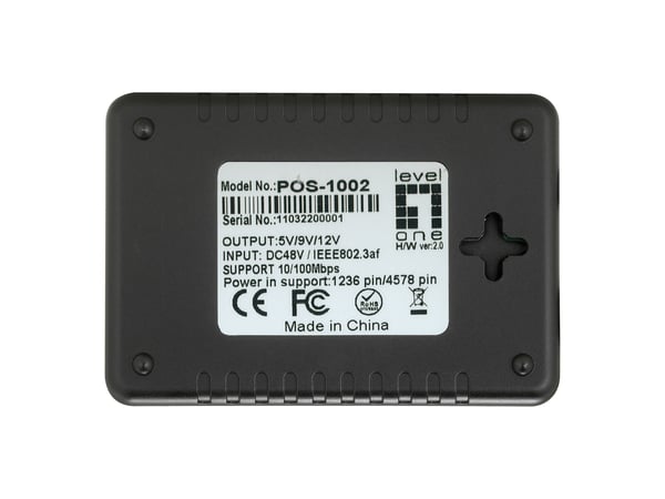 LevelOne POS-1002 nätverksdelare Strömförsörjning via Ethernet (PoE) stöd Svart