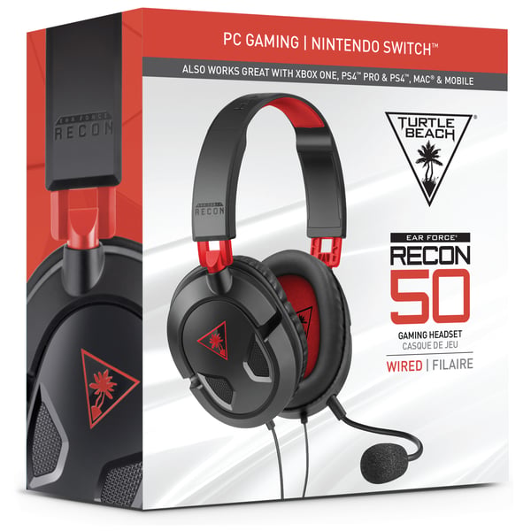 Turtle Beach Recon 50 Headset Ledningsført Spil Sort, Rød