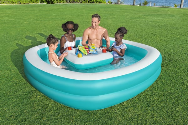 Bestway 54446 ovan mark-svimmingpooler Uppblåsbar pool Fyrkantig Blå, Vit