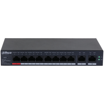 Dahua Technology DH-CS4010-8GT-110 netværksswitch Administreret L2 Gigabit Ethernet (10/100/1000) Strøm over Ethernet (PoE) Sort