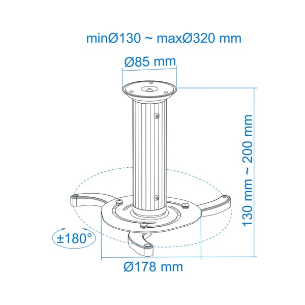 TooQ PJ1010TN-S projektorfästen Tak Silver