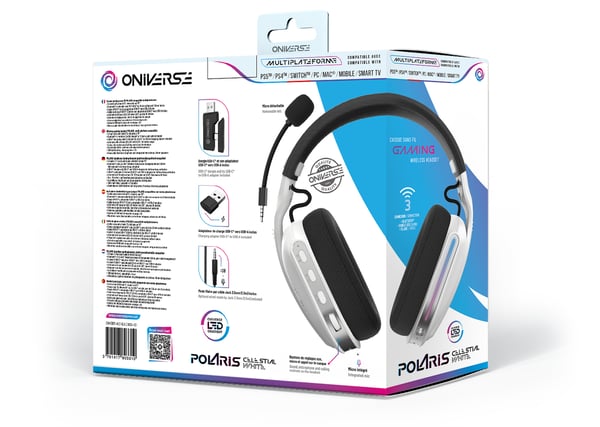 Oniverse Polaris Kuulokkeet Langallinen & langaton Pääpanta Pelaaminen USB Type-C / USB Type-A Bluetooth Musta, Valkoinen