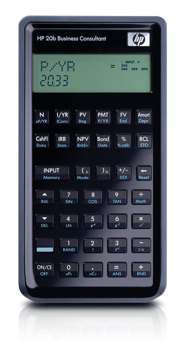 HP 20b laskin Tasku Talouslaskin Musta