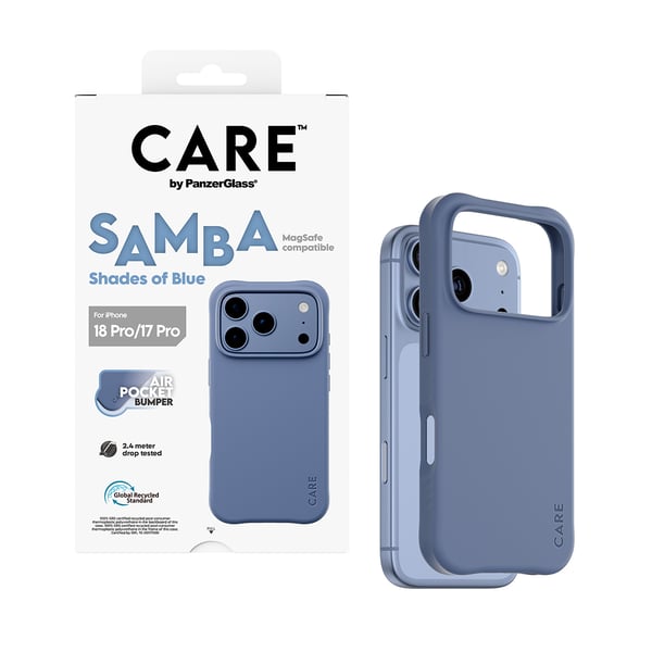 PanzerGlass CARE™ by ® Samba Case Shades of Blue w. MagSafe iPhone 2026 Pro | 17 Pro mobiltelefonfodral Mobilskal Transparent