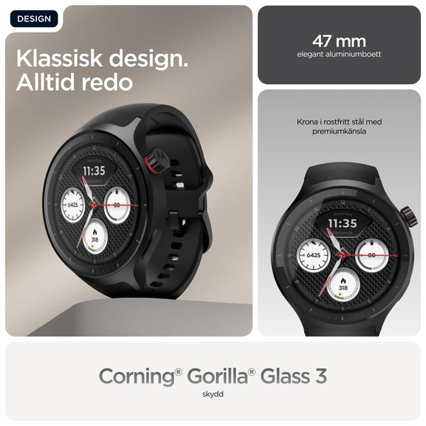 Motorola Moto Watch 3,63 cm (1.43") OLED 47 mm Digital Pekskärm Svart GPS