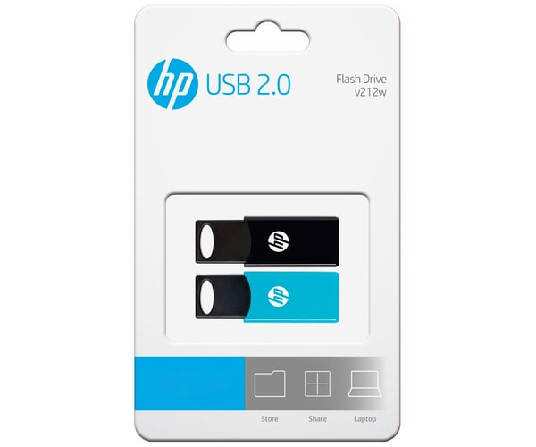 HP v212w USB-nøgle 64 GB USB Type-A 2.0 Sort, Blå