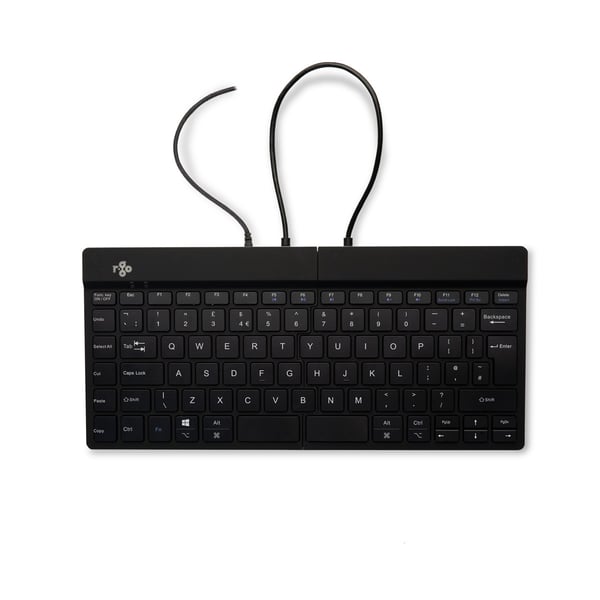 R-Go Tools delat tangentbord, (Storbritannien), svart QWERTY, trådbundet. Windows, Linux Integrerat numeriskt tangentbord
