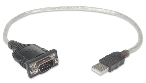 Manhattan 205146 seriella kablar Svart, Transparent 0,45 m USB Type-A D-Sub (DB-9)