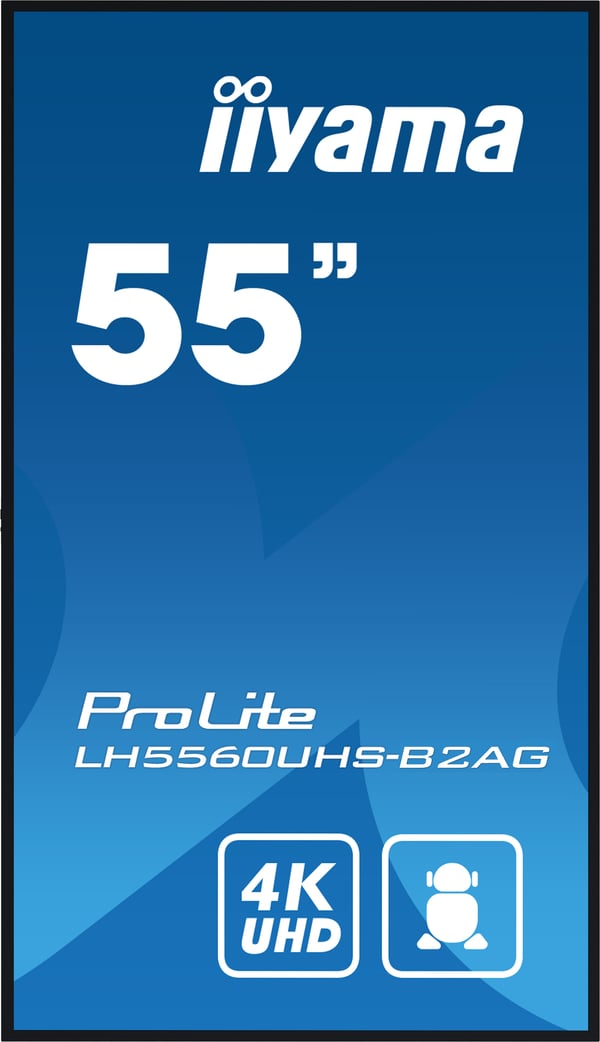 iiyama LH5560UHS-B2AG skilte display Digital A-tavle 138,7 cm (54.6") LED Wi-Fi 500 cd/m² 4K Ultra HD Sort Indbygget processer Android 11 24/7