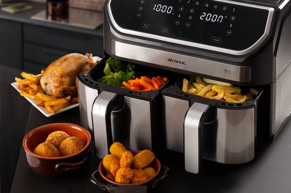 Ariete 4625/00 Dobbelt 9 L Enkeltstående 2100 W Varmluftsteger Sort, Rustfrit stål