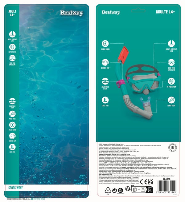 Bestway 24068 / 23 laitesukellus maski Polykarbonaatti Valikoidut värit Aikuinen