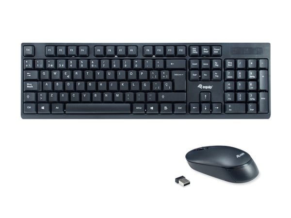 Equip 245221 tangentbord Mus inkluderad Kontor RF Trådlös QWERTY Spansk Svart