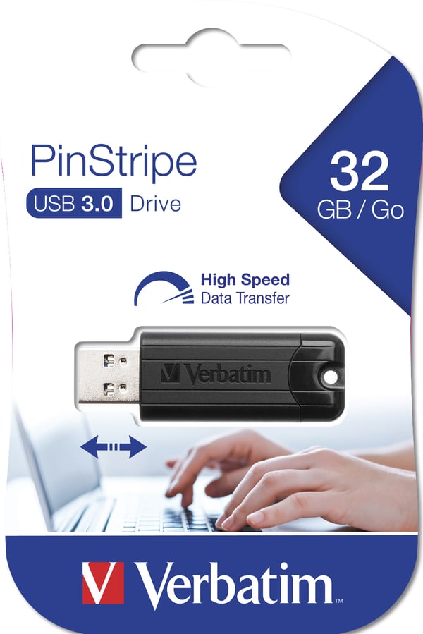 Verbatim PinStripe USB-muisti 32 GB USB A-tyyppi 3.2 Gen 1 (3.1 Gen 1) Musta