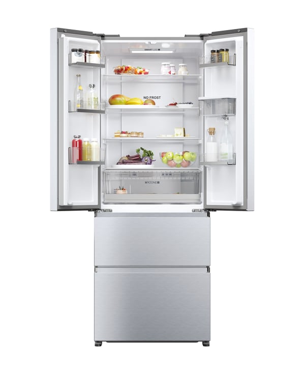 Haier HFR5719EWMG Fritstående 444 L Sølv