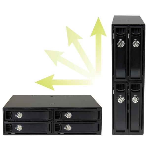 StarTech.com 4x Kiintolevyn Vaihtokehys 2,5 tuuman SATA / SAS -asemille - Siirrettävä Rack Backplane