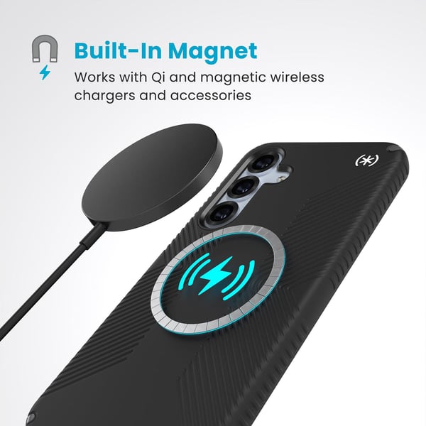Speck Presidio2 Grip Magnet - Etui til Samsung Galaxy S25+ / 24+ MagSafe (Sort/Skifergrå/Hvid)
