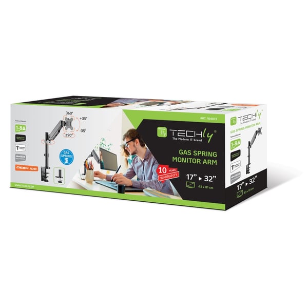 Techly ICA-LCD 515B monitorin kiinnike ja jalusta 81,3 cm (32") Vastaanotto Musta