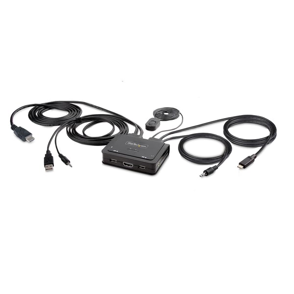 StarTech.com 2-Port Hybrid USB-C HDMI Kabel KVM-switch, 4K 60Hz, Kompakt KVM med 1,8 m USB-A/HDM