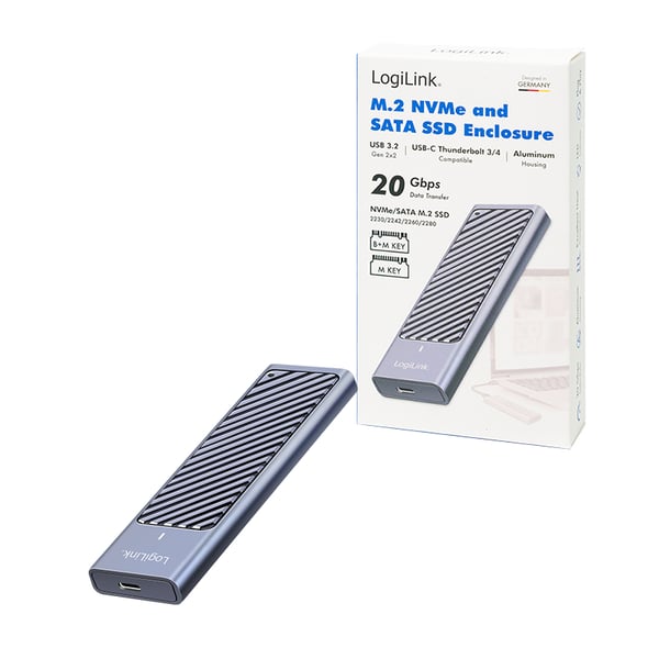LogiLink UA0435 tallennusaseman kotelo SSD-kotelo Harmaa M.2