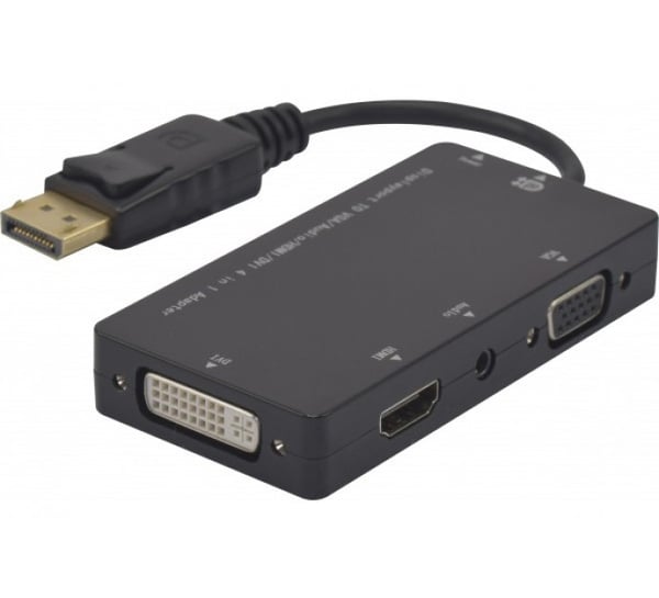 Hypertec 127377-HY videokabel adapter DisplayPort DVI-D + VGA (D-Sub) + HDMI Sort