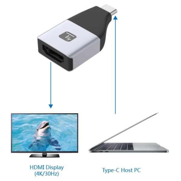 Techly IADAP USBC-HDMI4K USB grafisk adapter 4096 x 2160 pixel Sort, Sølv