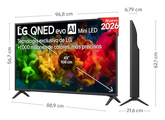 LG QNED evo AI MiniLED 43QNED81B6C.AEU tv 109,2 cm (43") 4K Ultra HD Älytelevisio Wi-Fi Musta