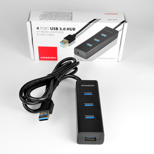 Axagon HUE-S2BL gränssnittshubbar USB 3.2 Gen 1 (3.1 Gen 1) Type-A 5000 Mbit/s Svart