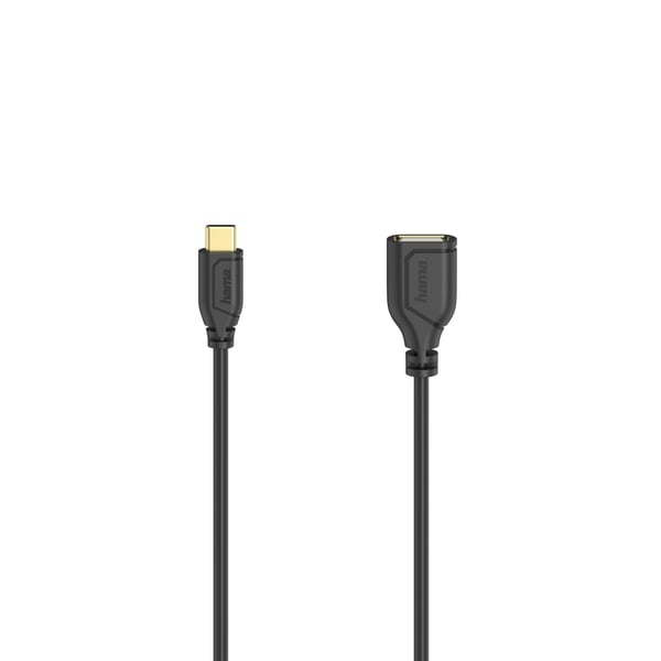 Hama Flexi-Slim USB-kabel USB 2.0 0,15 m USB C USB A 0,48 Gbit/sek. Sort