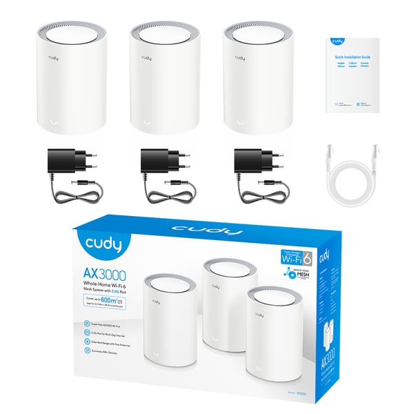 Cudy AX3000 Wi-Fi 6 Mesh 2.5G Solution Dual-band (2,4 GHz / 5 GHz) Wi-Fi 6 (802.11ax) Vit Intern